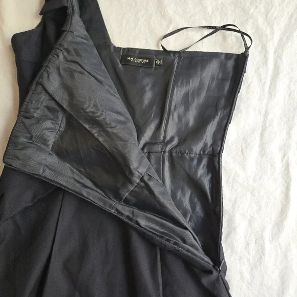 MM Couture One-Shoulder Black Cocktail Dress - Picture 8 of 11